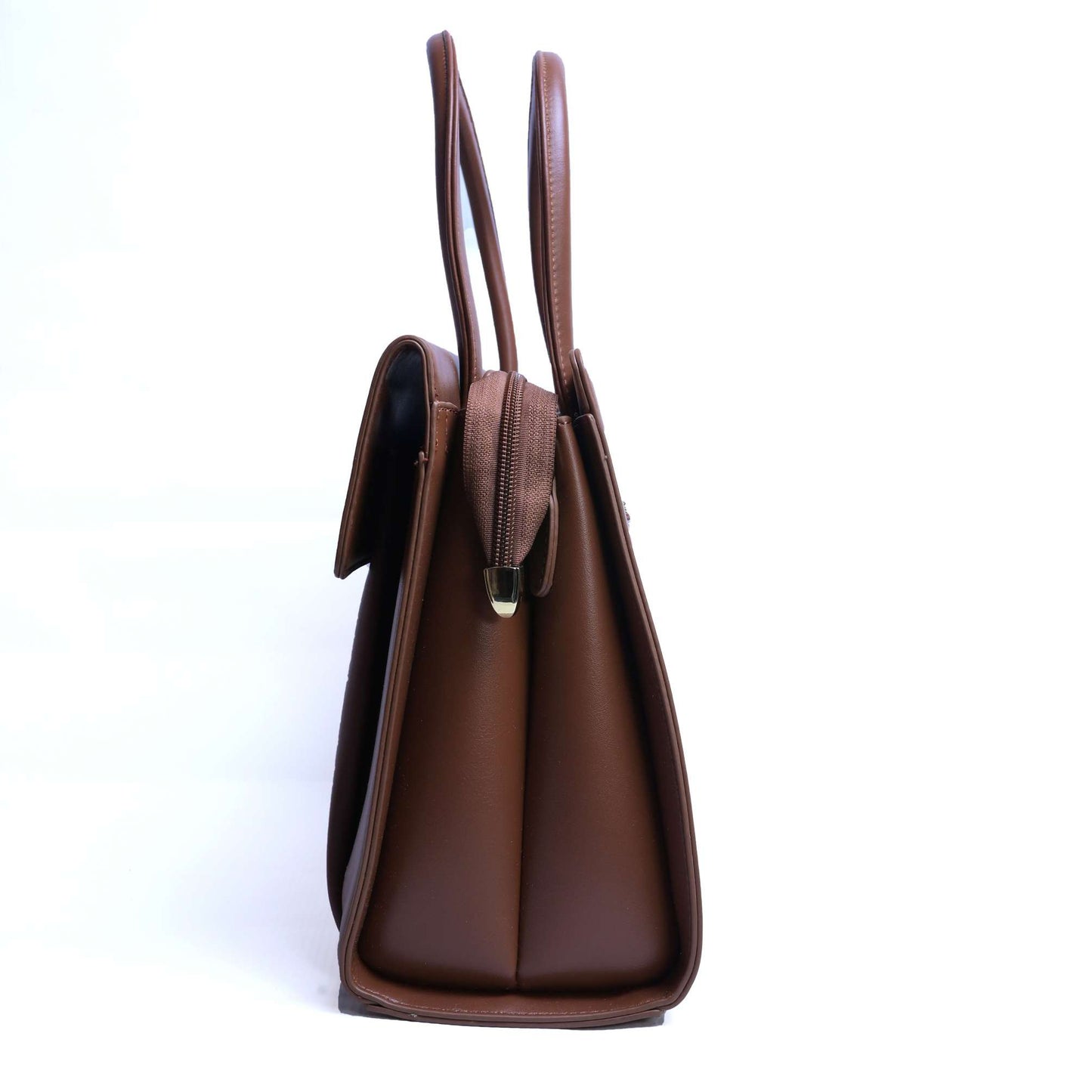 Premium Brown Leather Bag with Two-Tone Design & Turnover Closure – Luxury Edition by El Rosey