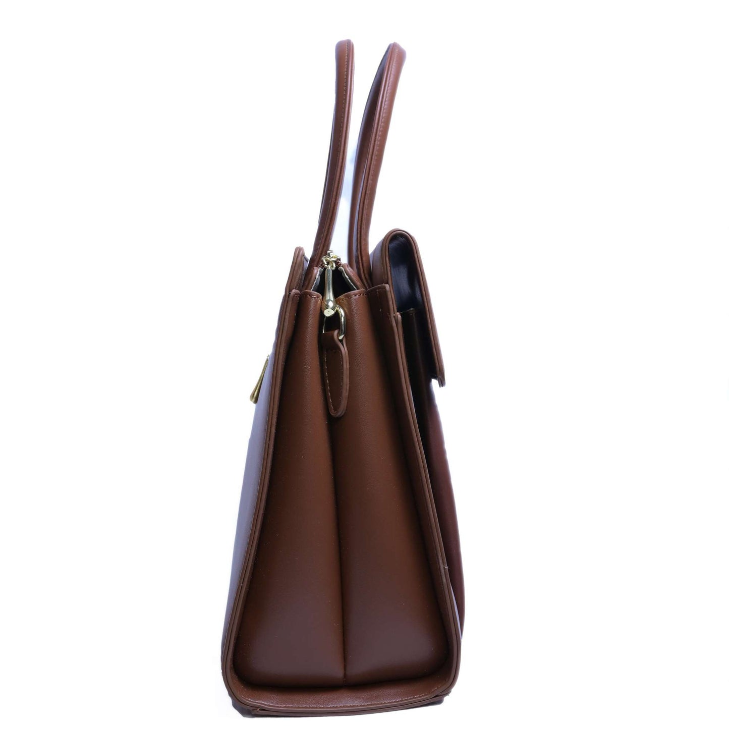 Premium Brown Leather Bag with Two-Tone Design & Turnover Closure – Luxury Edition by El Rosey