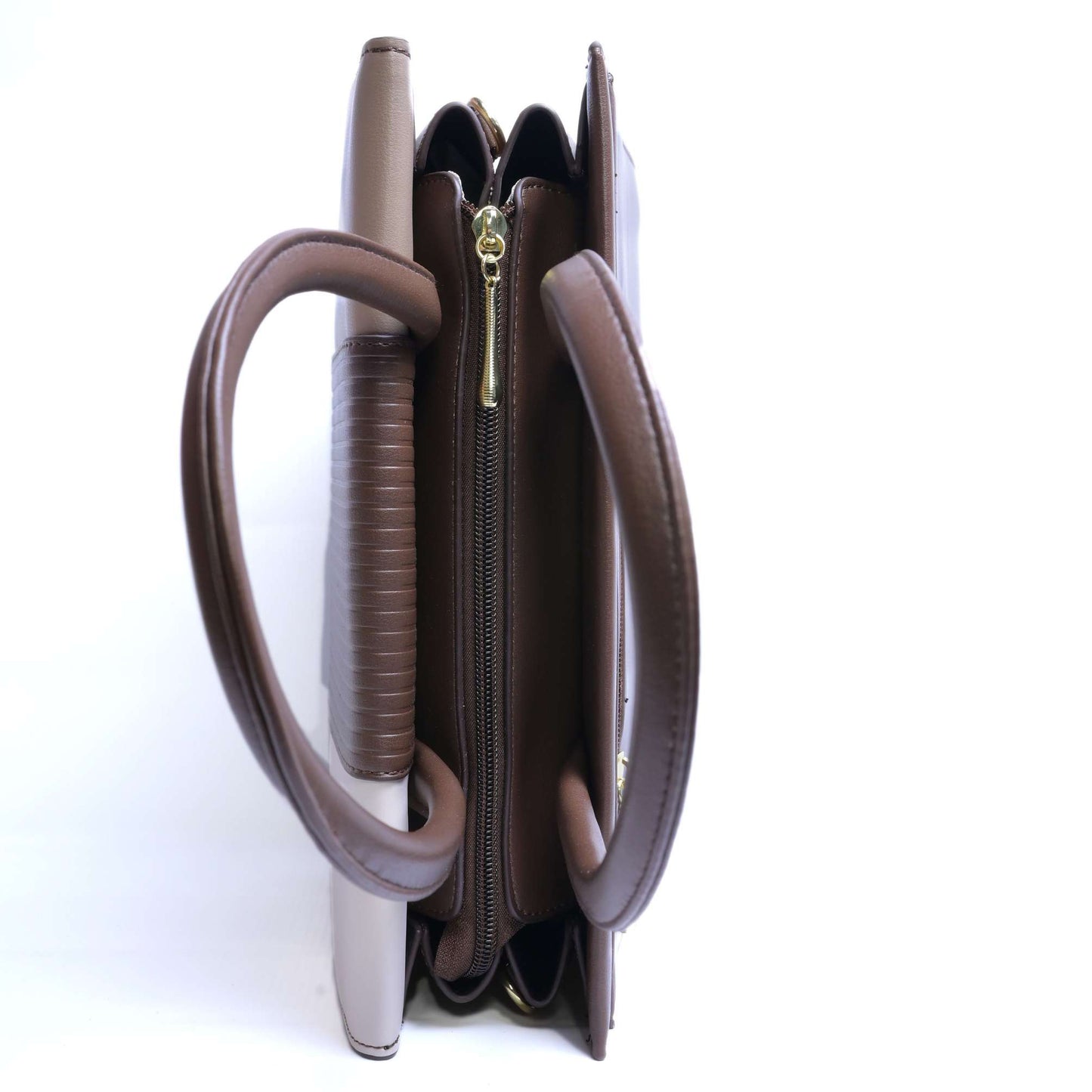 Premium Brown Leather Bag with Two-Tone Design & Turnover Closure – Luxury Edition by El Rosey