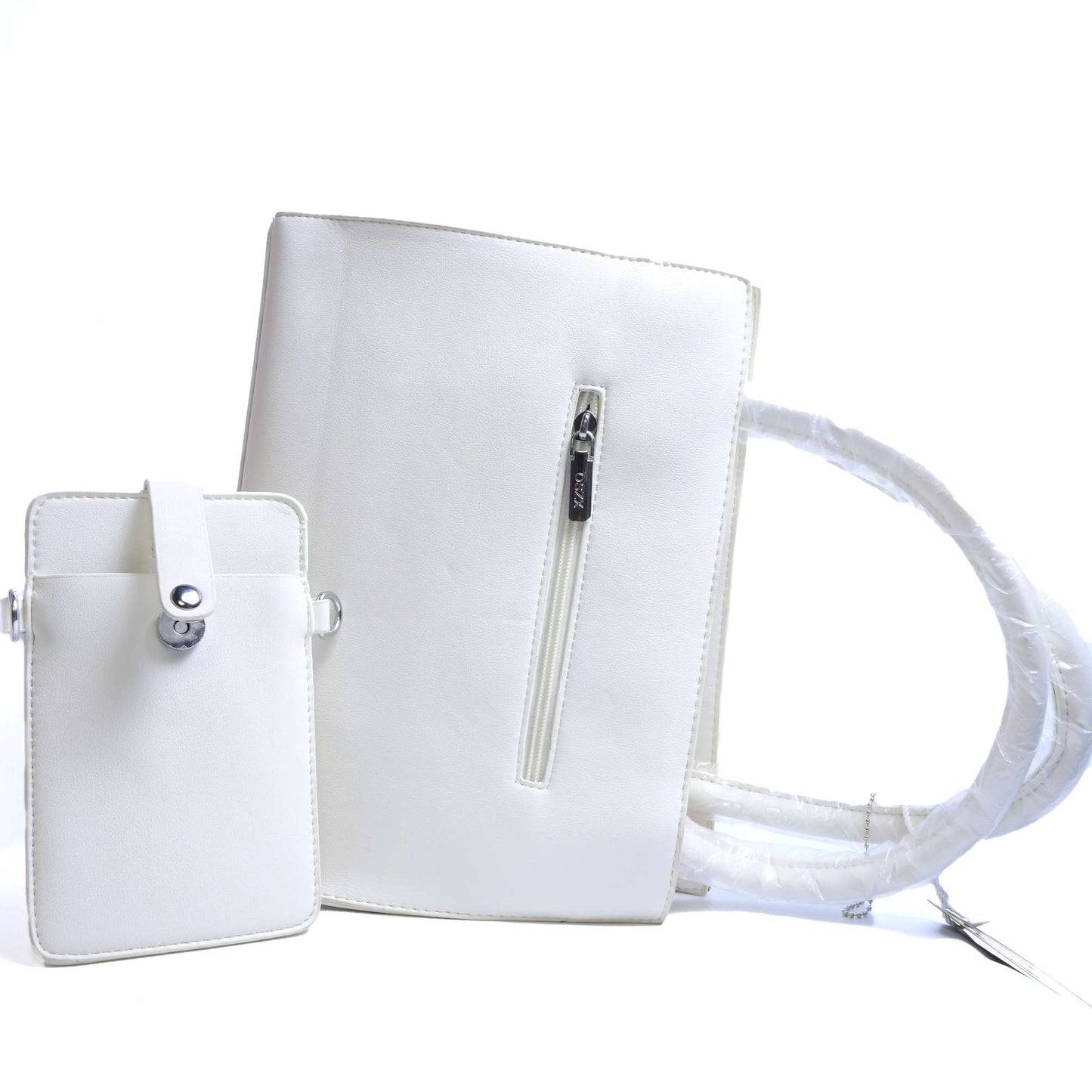 White Leather Shoulder Bag with Matching Mini Pouch – El Rosey Signature Series