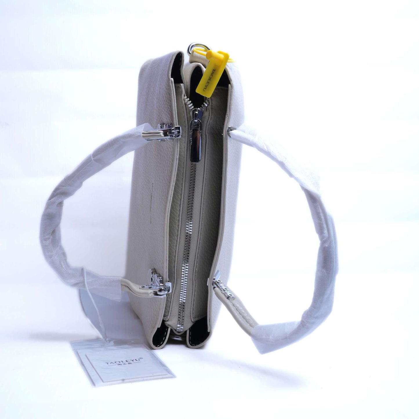 Lightweight Grey Leather Bag with Multiple Compartments – Organized Elegance by El Rosey