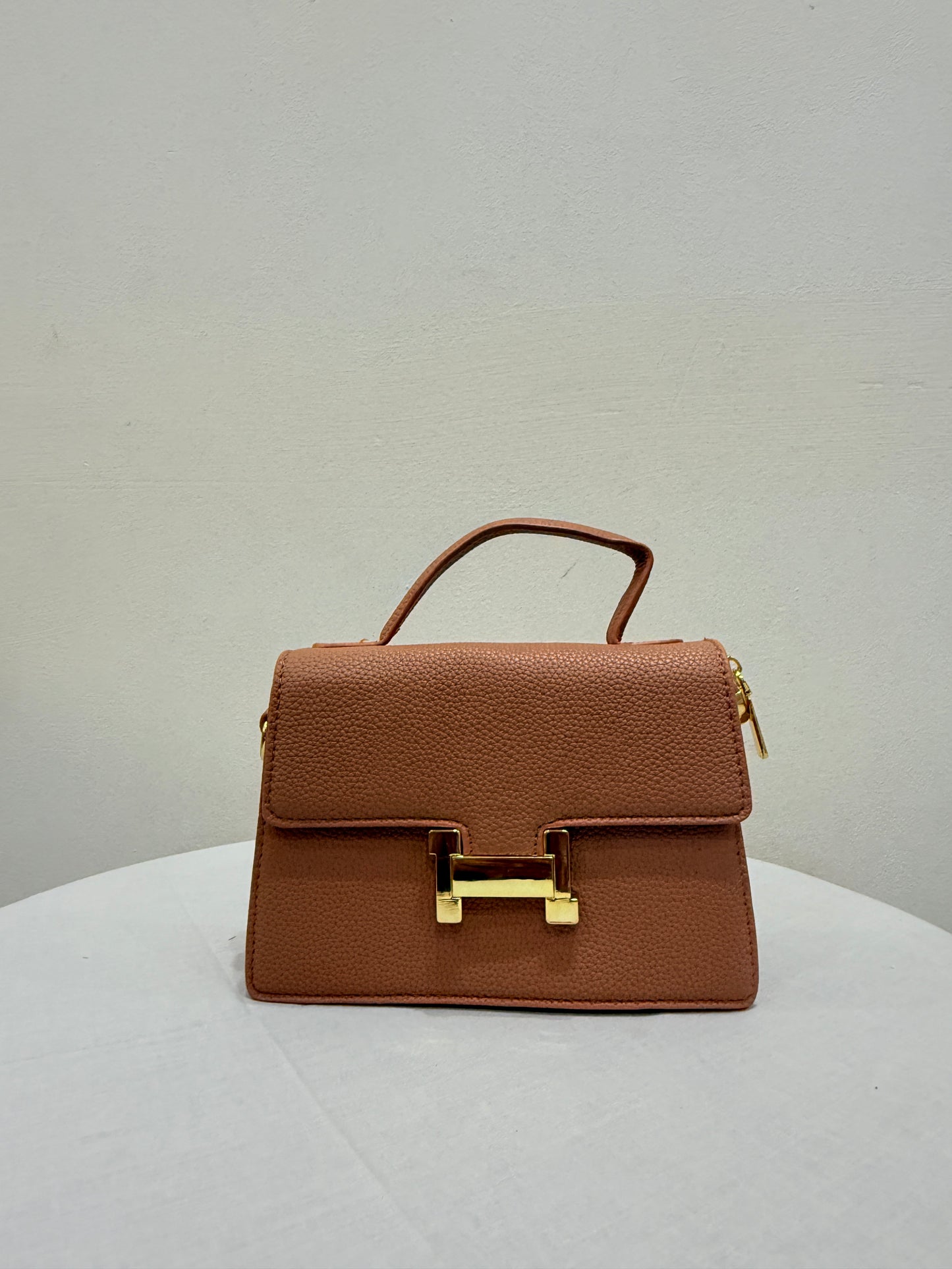 Premium Tan Leather Women's Bag Satchel with Statement Gold Clasp - Designer Bags