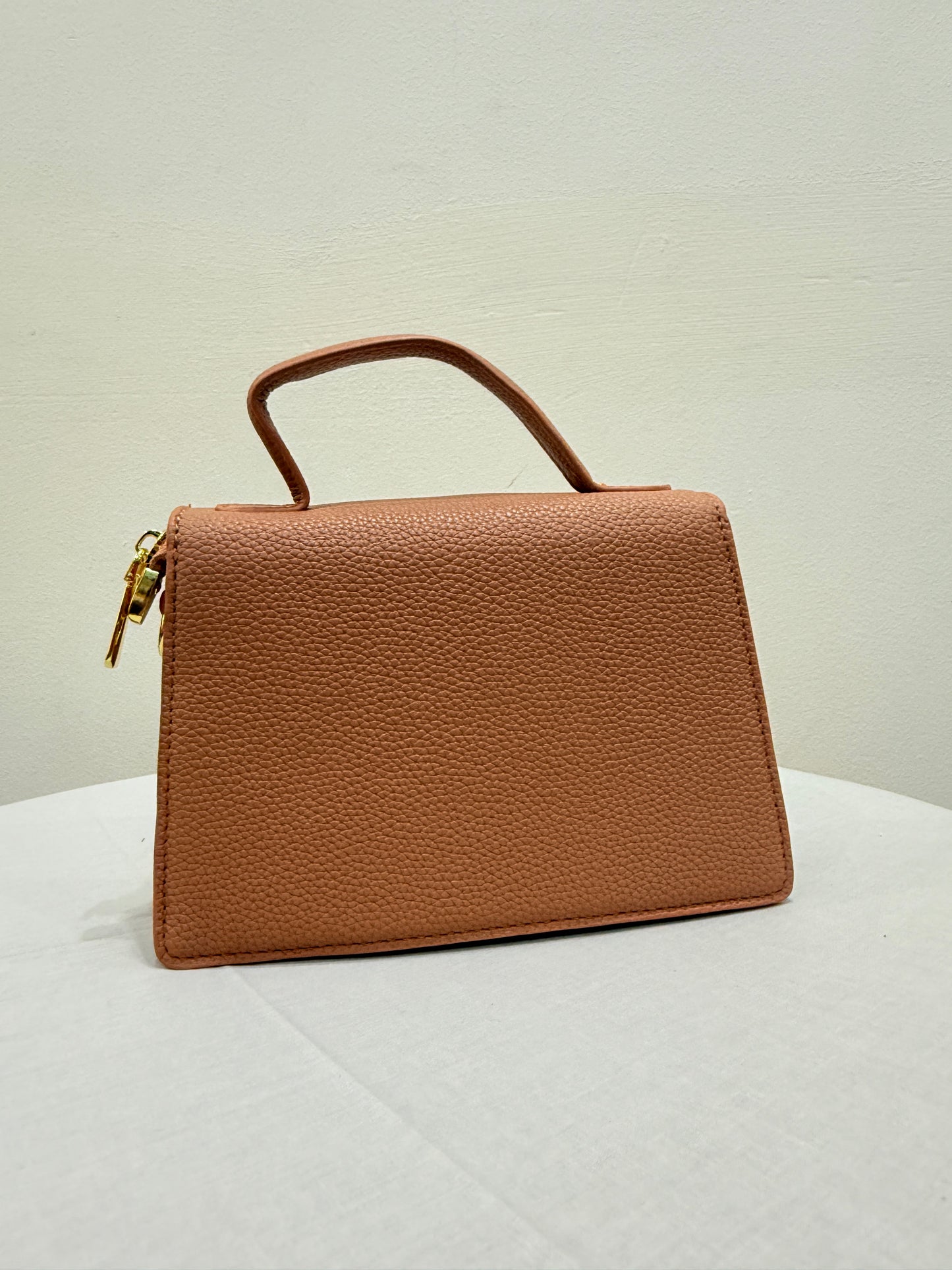 Premium Tan Leather Women's Bag Satchel with Statement Gold Clasp - Designer Bags