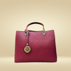 Burgundy Wine Handbag with Embossed Pattern & Gold Charm - Luxury Style Women's Bags