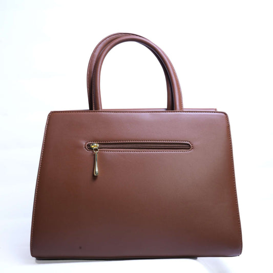 Premium Brown Leather Bag with Two-Tone Design & Turnover Closure – Luxury Edition by El Rosey
