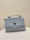 Premium Gray Leather Women Bags-Look Flap Closure Handbag - Minimalist Style
